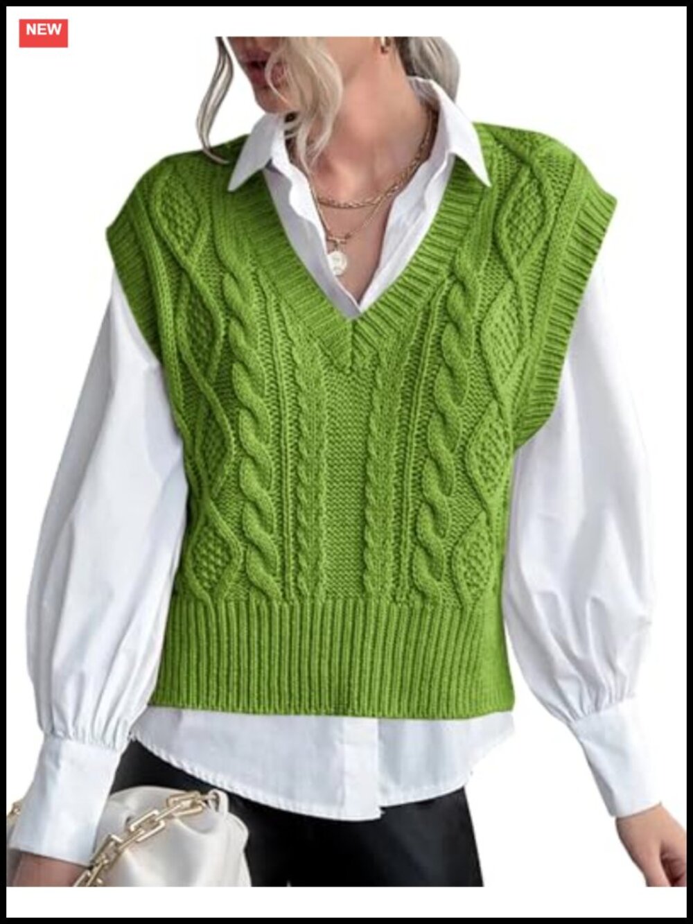 Womens V Neck Sleeveless Ribbed Knit Sweater Vest Cotton Acrylic Pullover